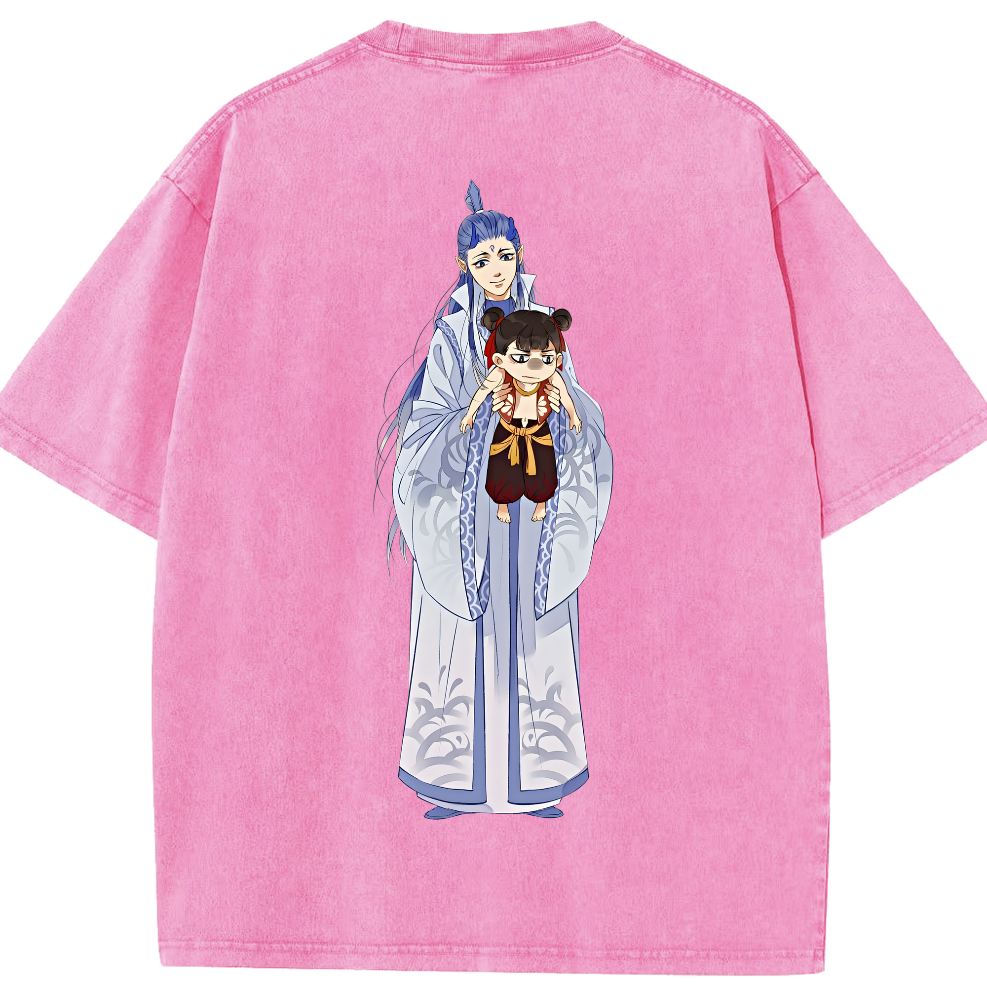 （画像用） Ne Zha 2 ナタ 魔童の大暴れ 綿100% ヴィンテージ風 半袖Tシャツ（背面プリント）